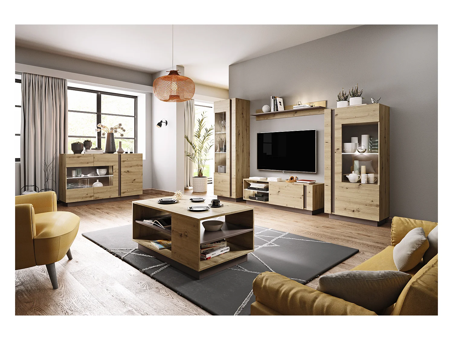 Vitrinenschrank ARCO 60W LED 60x40x194 Beige
