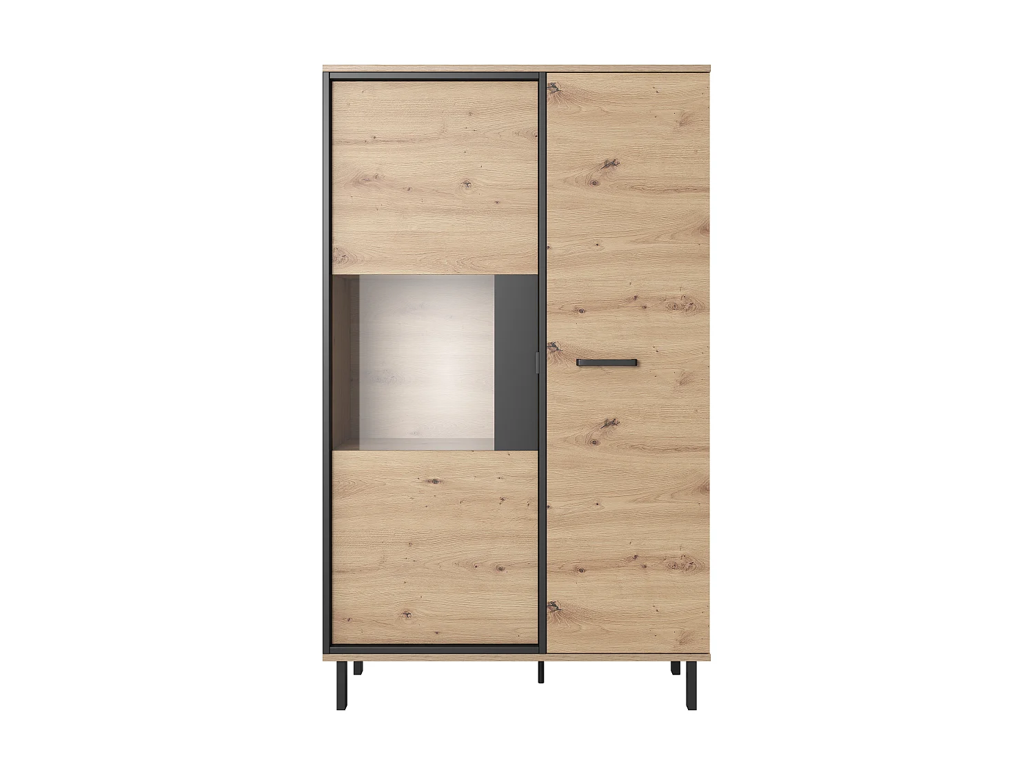 Vitrinenschrank NEST B LED 90x41x151 Creme & Schwarz