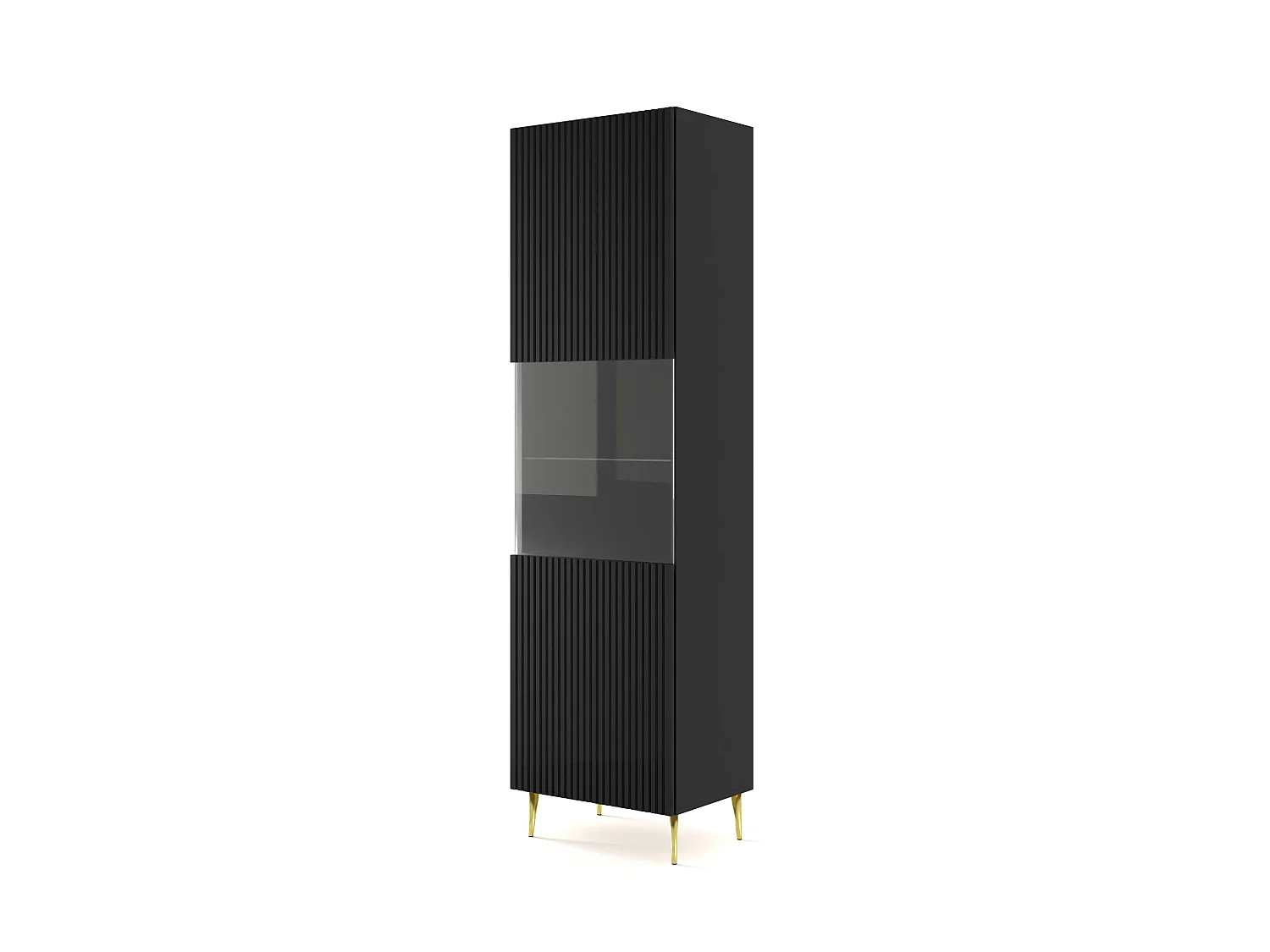 Vitrinenschrank RavennaB 60x42x215 Schwarz & Golden