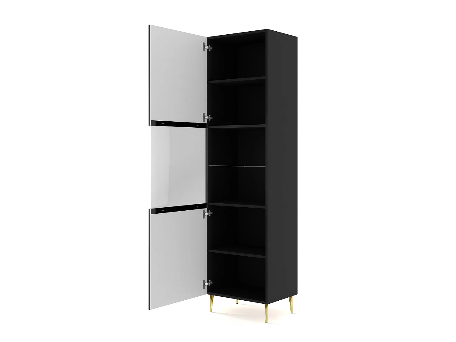 Armoire vitrine RavennaB 60x42x215 Noir & Doré