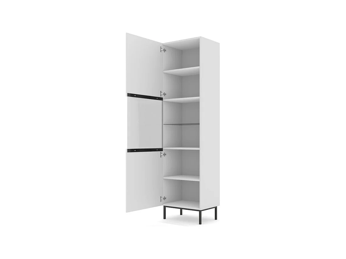 Vitrinenschrank RavennaB 60x42x217 Weiß & Schwarz