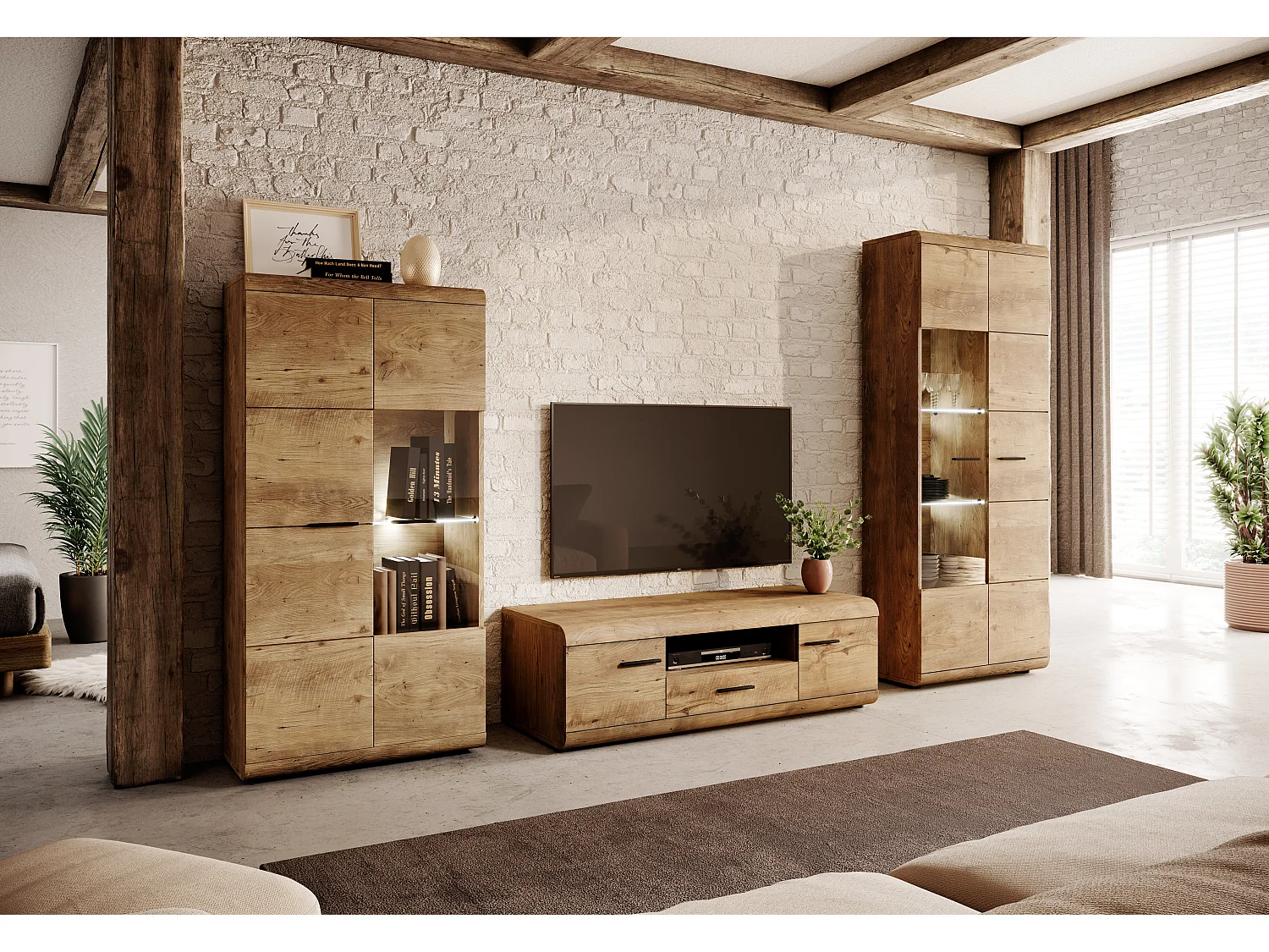 Vitrina ELEN 80 LED 80x37x194 Marrón