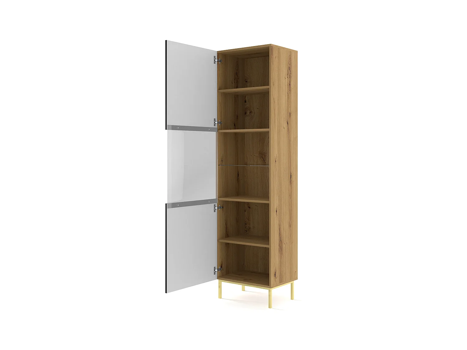 Vitrinenschrank RavennaB 60x42x217 Creme & Schwarz & Golden