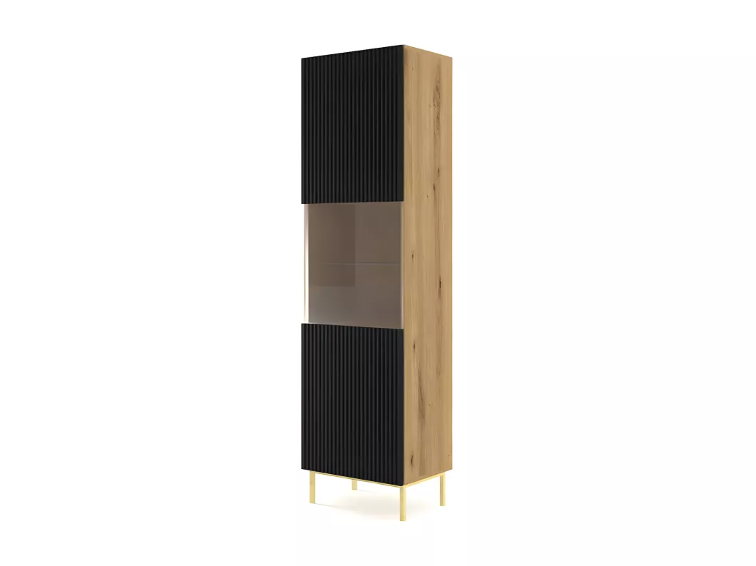 Kauf Unique Vitrinenschrank RavennaB 60x42x217 Creme & Schwarz & Golden