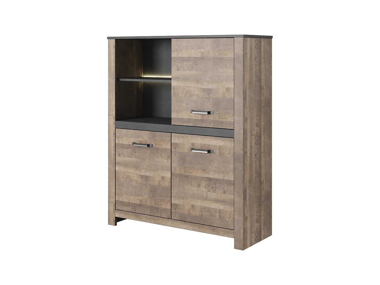 Armoire vitrine SAND 110 LED 110x40x133 Crème & Gris