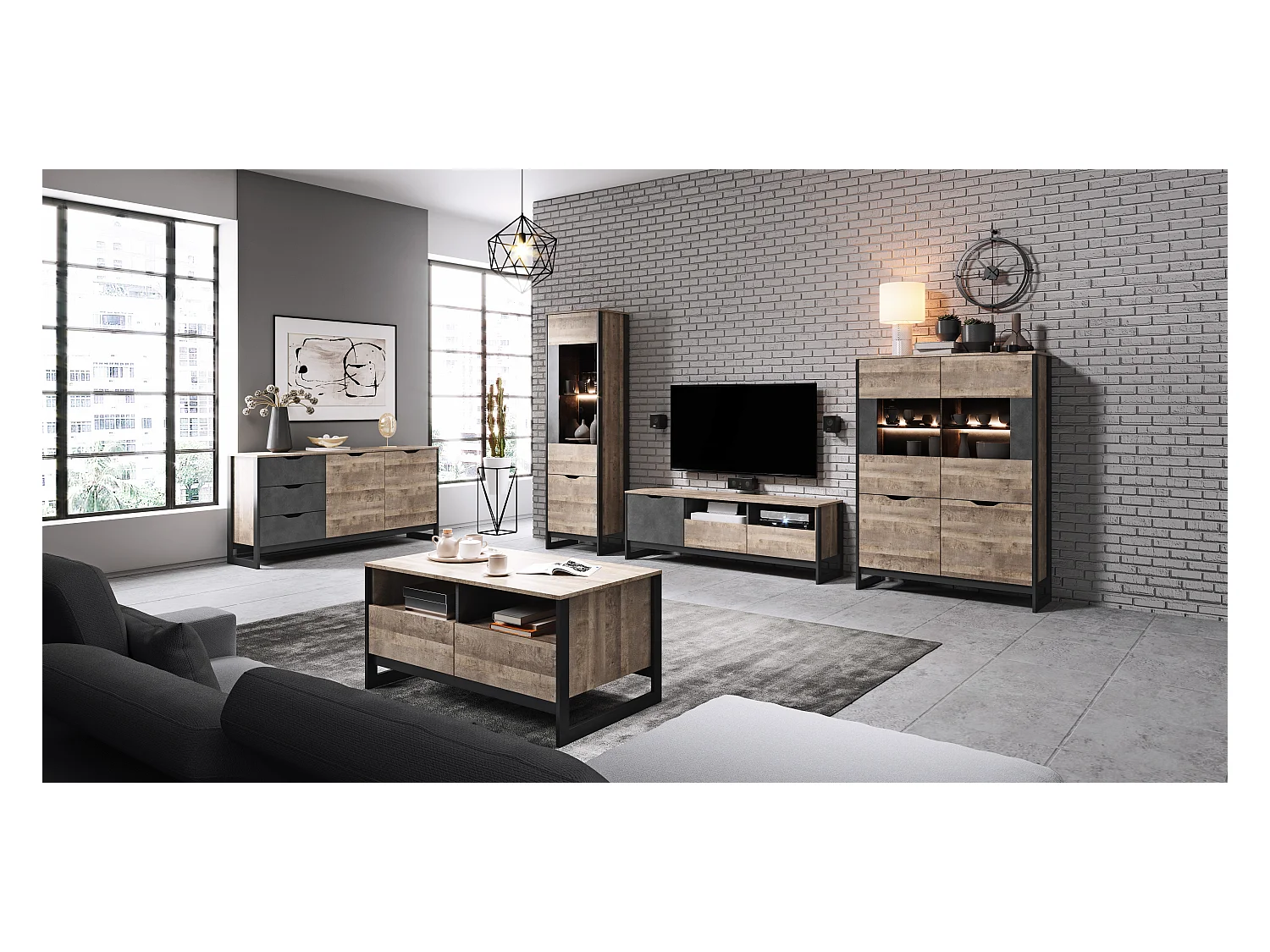 Vetrina ARDEN B LED 109x40x150 Crema & Grigio