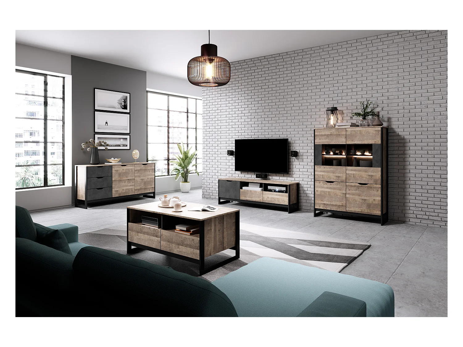 Vetrina ARDEN B LED 109x40x150 Crema & Grigio