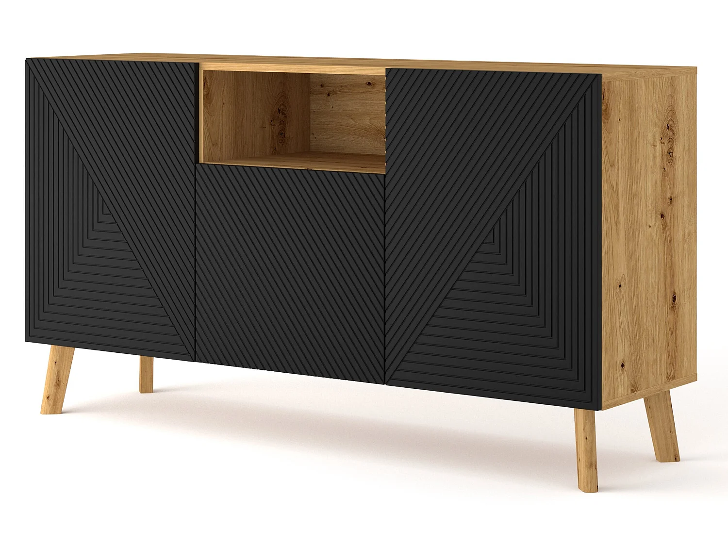 Cassettiera LUXI 146x42x80 Crema & Nero