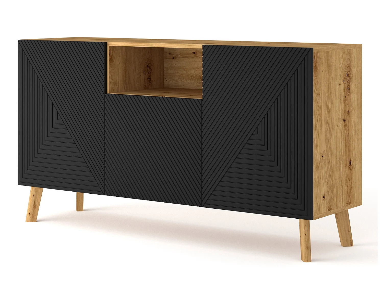 Nexa Hout en Zwart 3-deurs dressoir