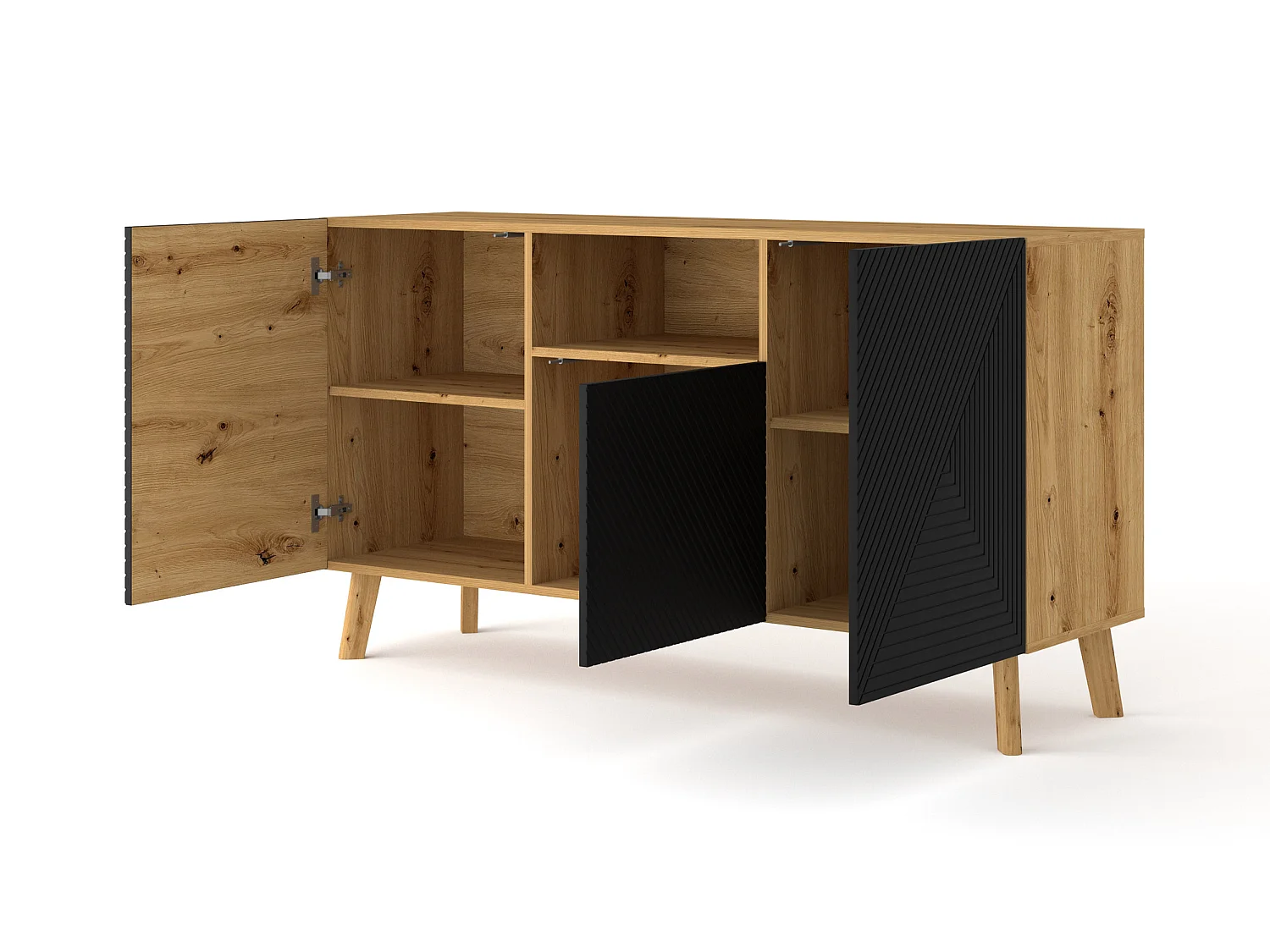 Nexa Hout en Zwart 3-deurs dressoir