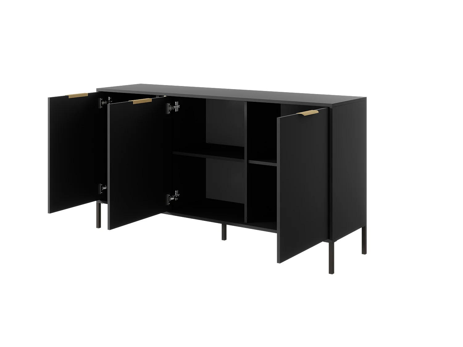 Commode LARS 153 3D2S 154x40x82 Noir & Doré