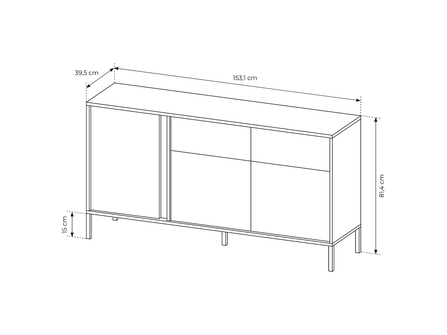 Cassettiera DAST 3D2S LED 154x40x82 Beige