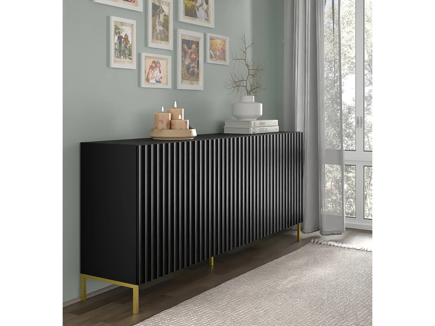 Kommode WAVE 200 4D 200x42x87 Schwarz