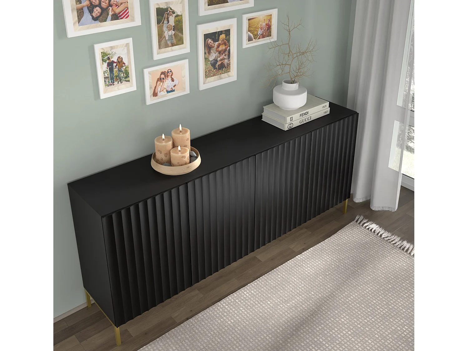 Kommode WAVE 200 4D 200x42x87 Schwarz