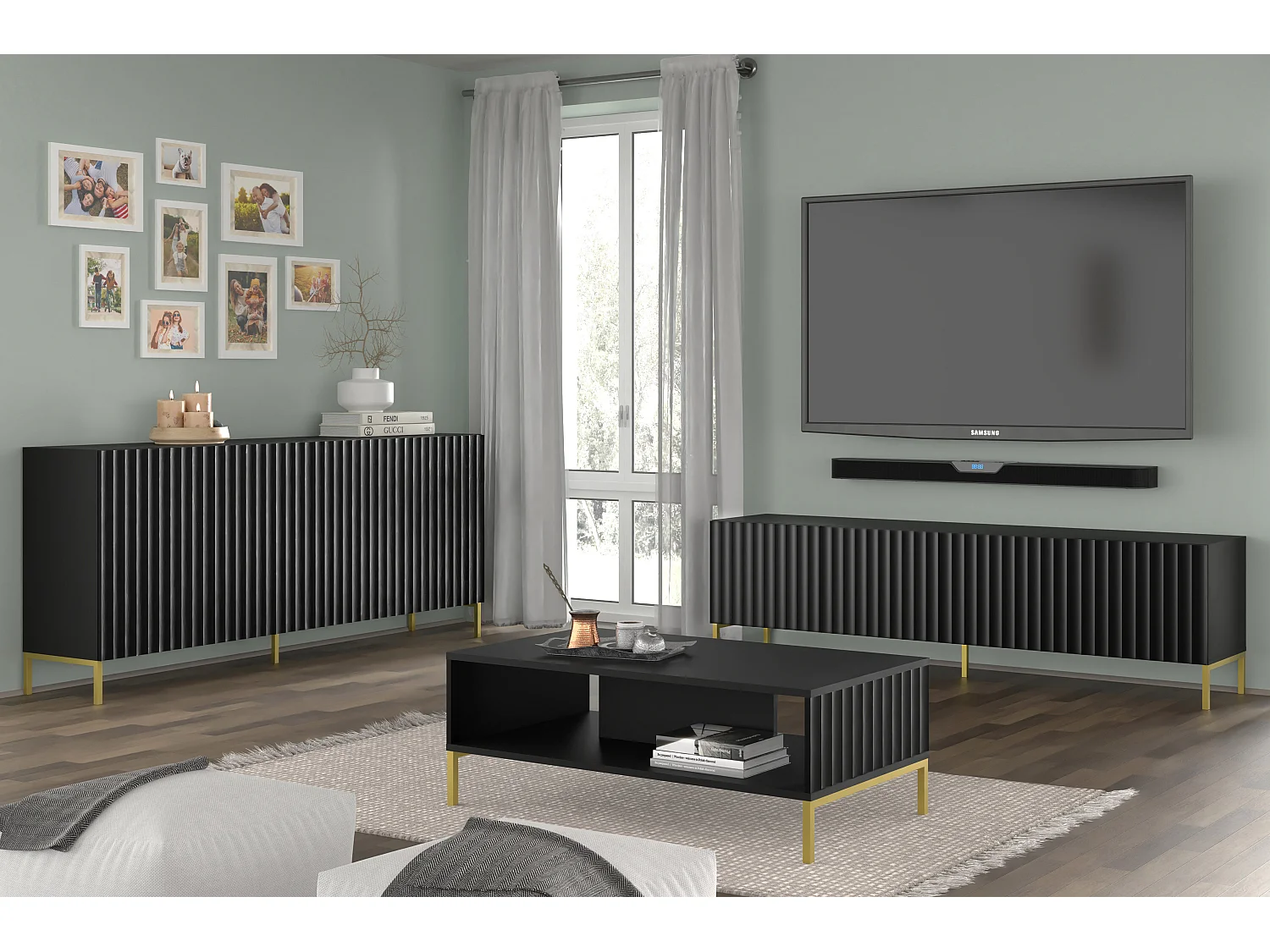 Commode WAVE 200 4D 200x42x87 Noir