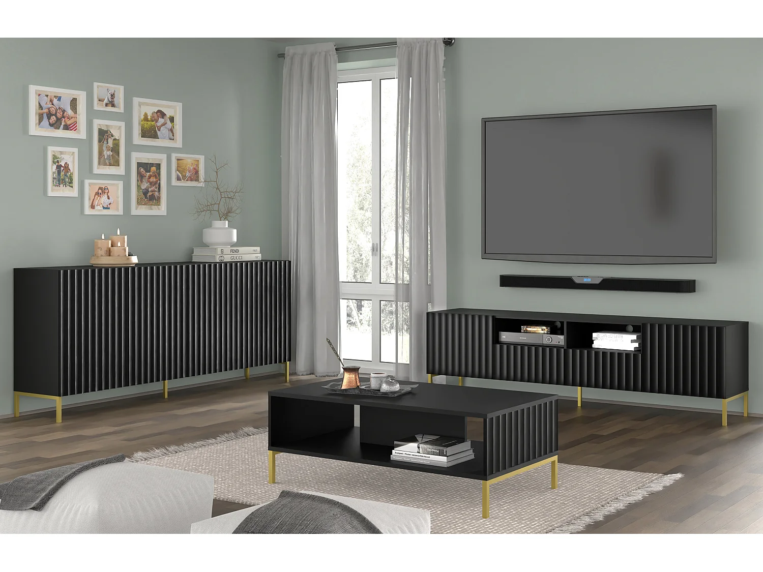 Commode WAVE 200 4D 200x42x87 Noir