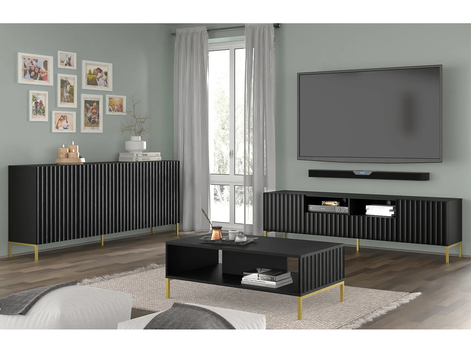Commode WAVE 200 4D 200x42x87 Noir