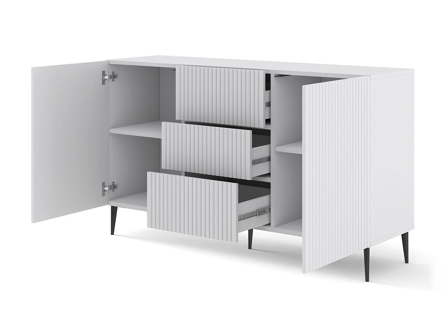Commode RavennaB 150x42x87 Blanc & Noir