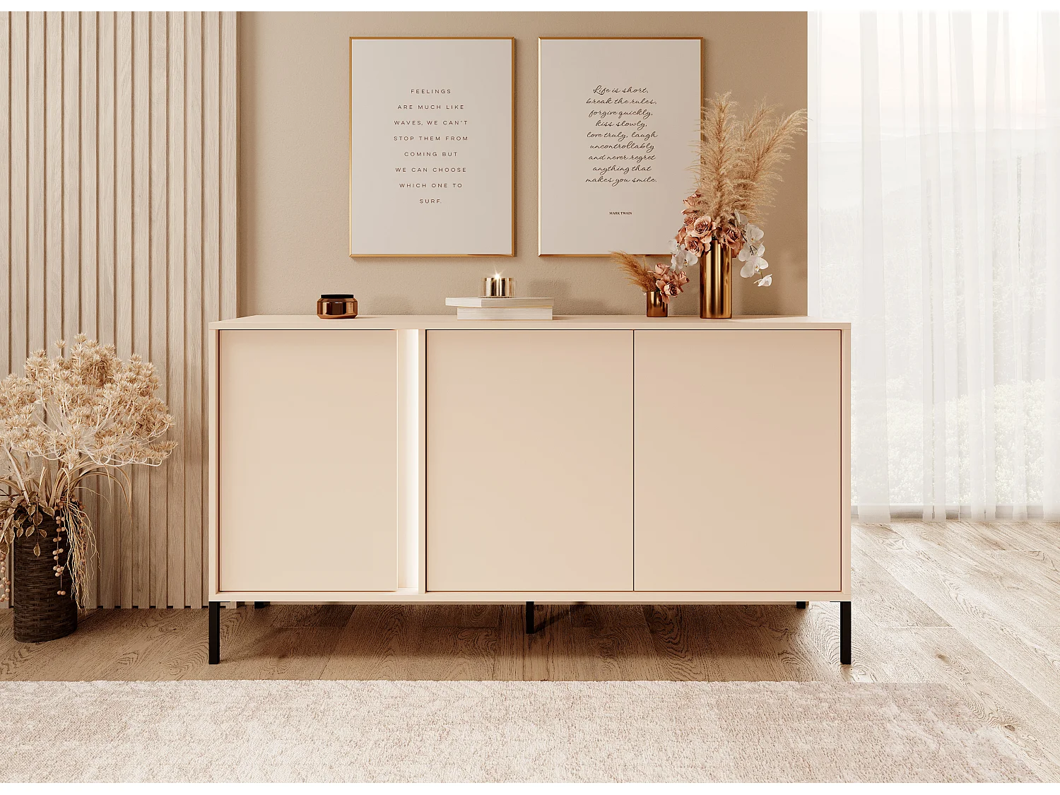 Cassettiera DAST 3D LED 154x40x82 Beige