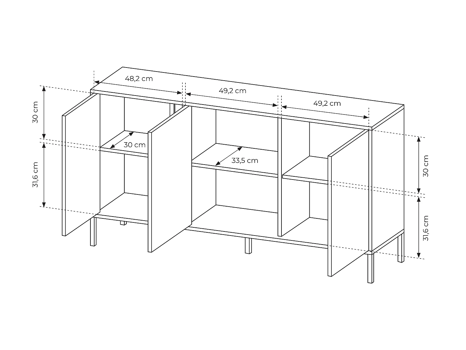 Cómoda DAST 3D LED 154x40x82 Beige