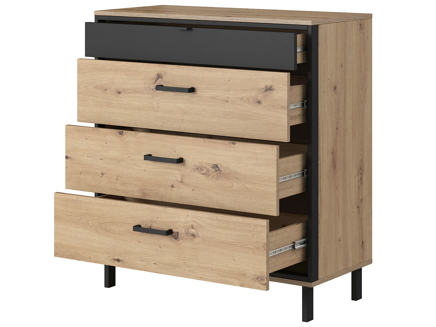 Cassettiera NEST 4S 90x41x98 Crema & Nero