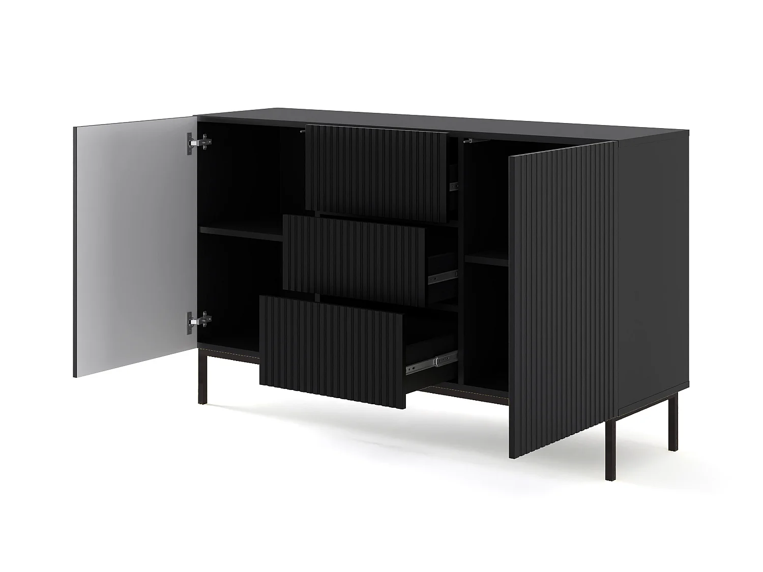 Kommode RavennaB 150x42x89 Schwarz