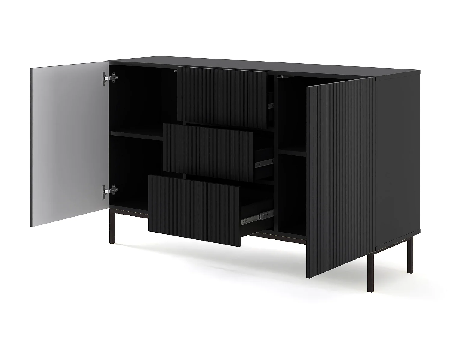 Cassettiera RavennaB 150x42x89 Nero