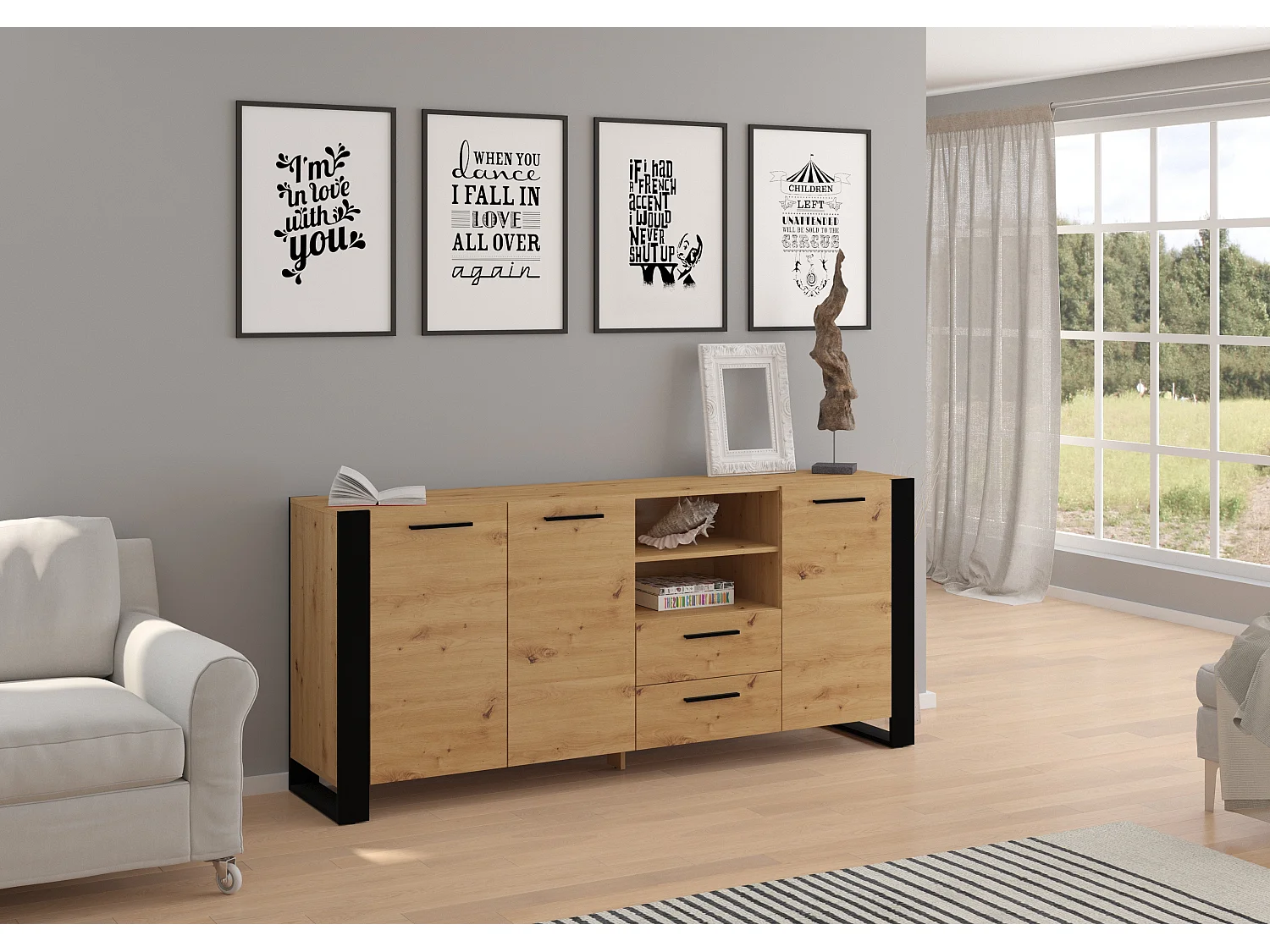 Commode NUKA 197x45x87 Beige