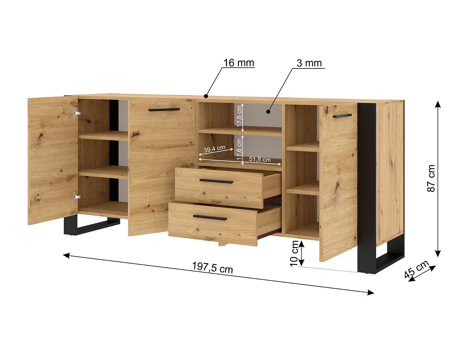 Commode NUKA 197x45x87 Beige