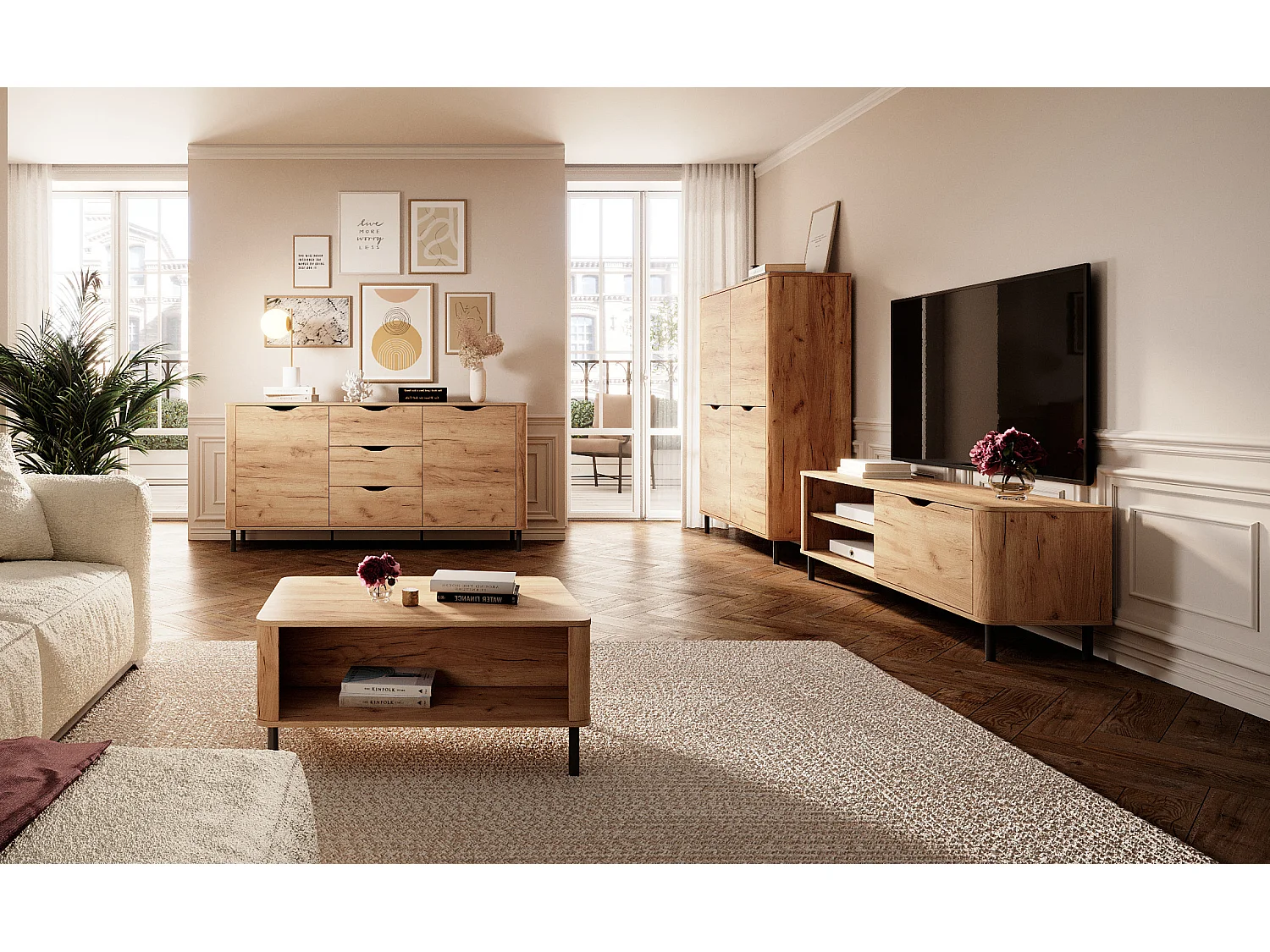 Kommode SANTI 2D3S 163x40x80 Beige