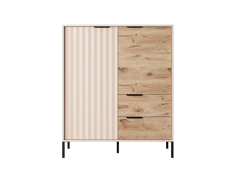 Commode RAVE 2D2SB 104x40x124 Crème & Noir