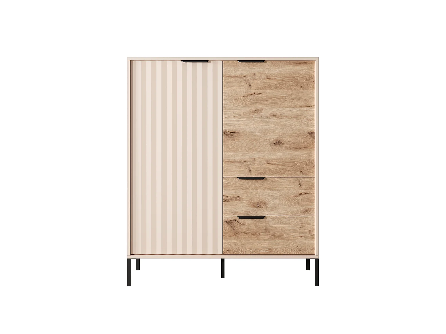 Commode RAVE 2D2SB 104x40x124 Crème & Noir