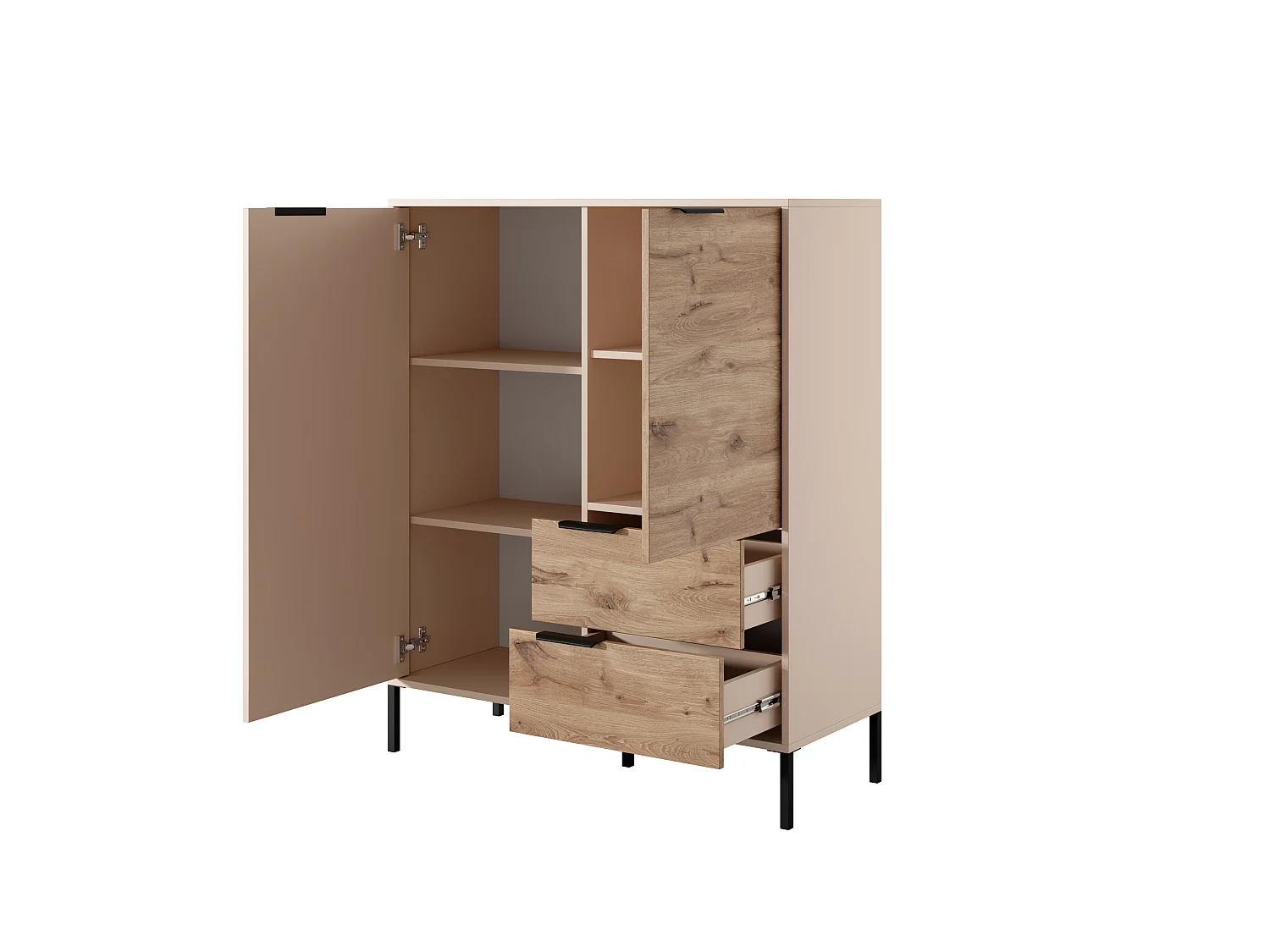 Cómoda RAVE 2D2SB 104x40x124 Crema & Negro