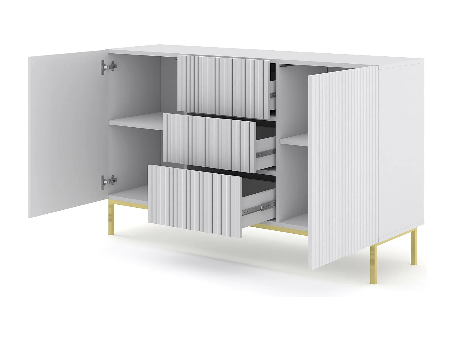 Cassettiera RavennaB 150x42x89 Bianco & Crema