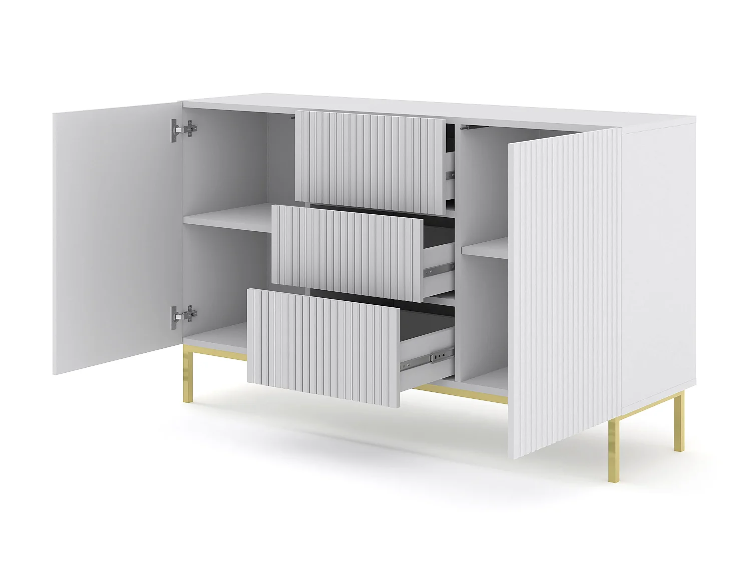Commode RavennaB 150x42x89 Blanc & Crème