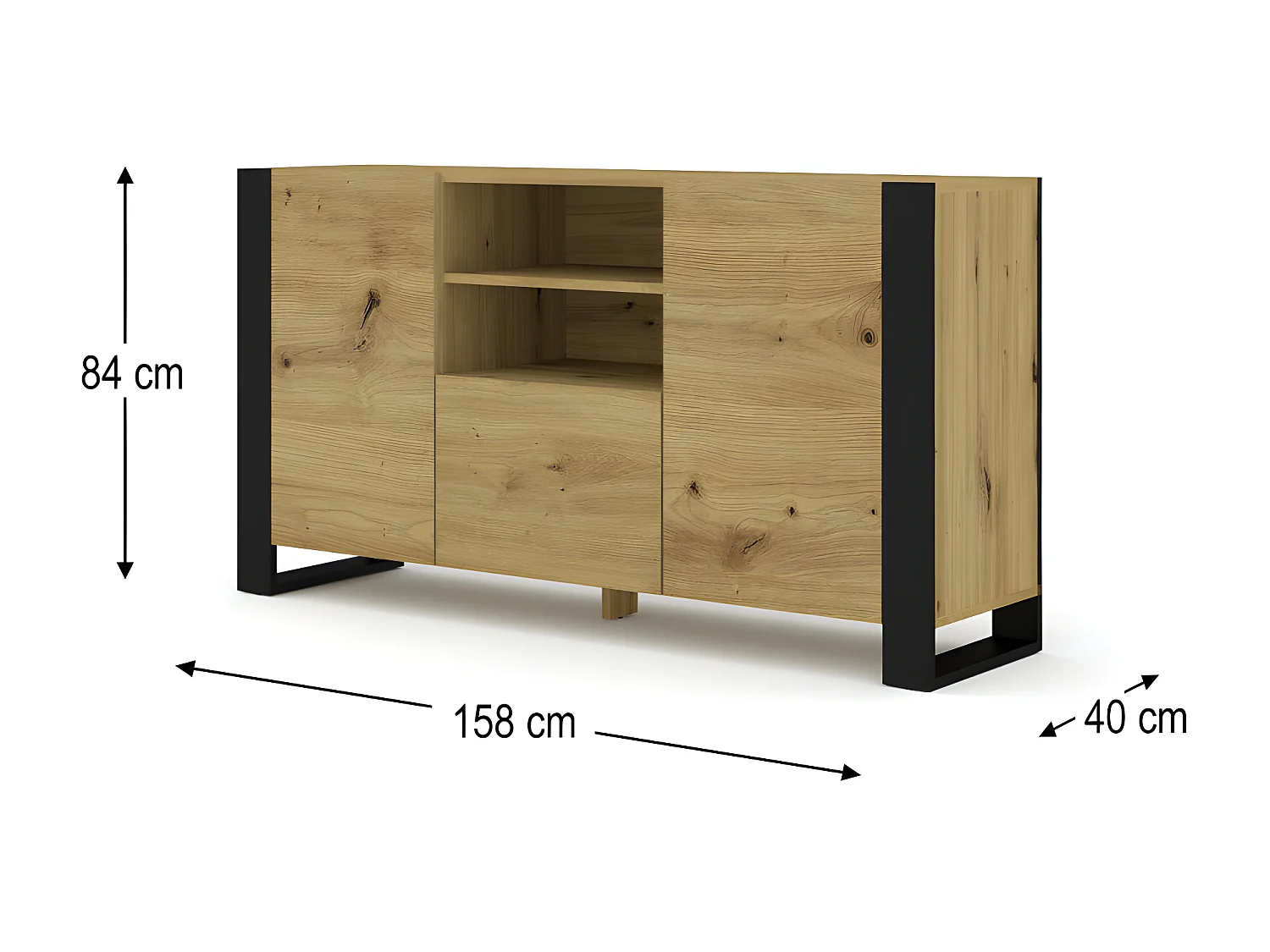 Commode MONDI 158x40x84 Crème & Noir