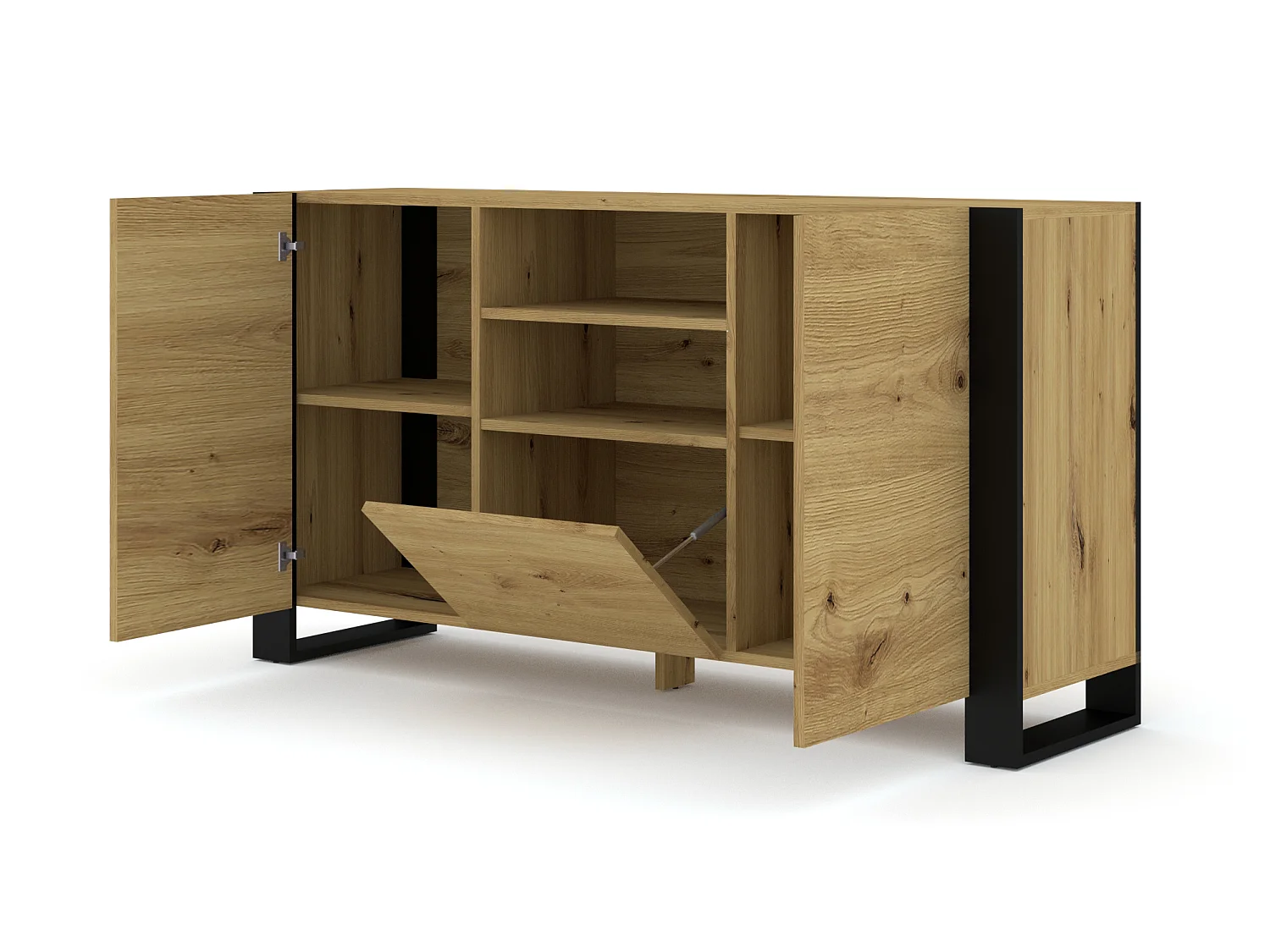 Commode MONDI 158x40x84 Crème & Noir