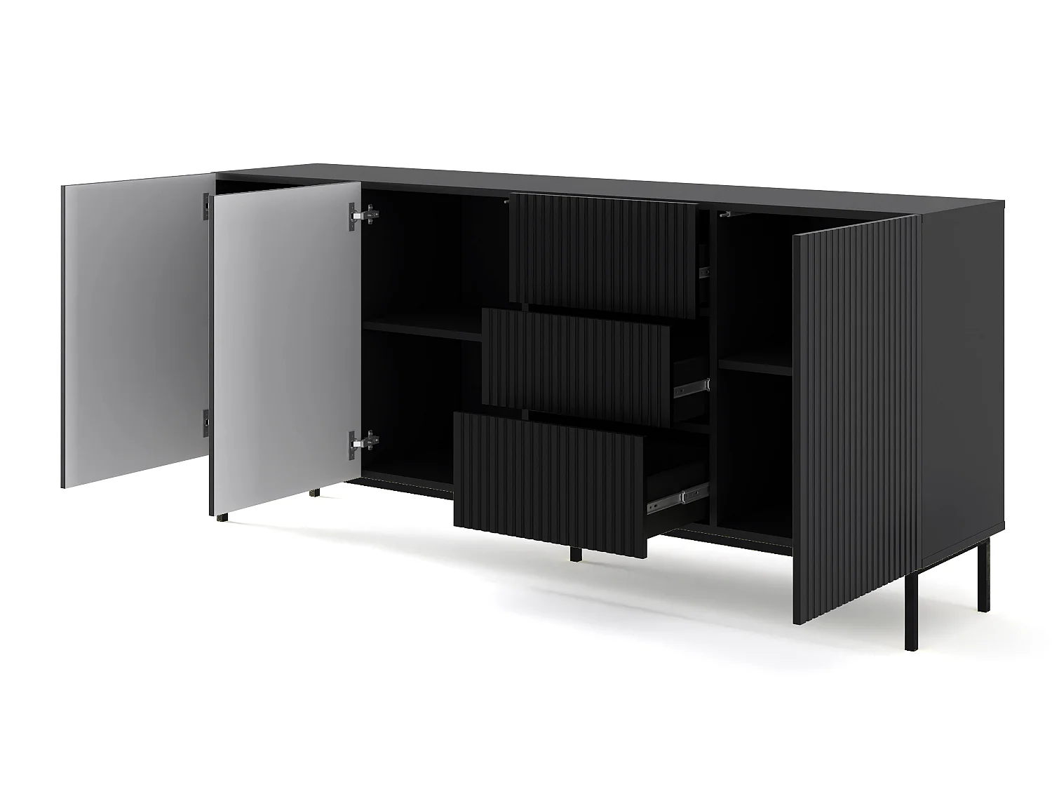 Kommode RavennaB 200x42x89 Schwarz