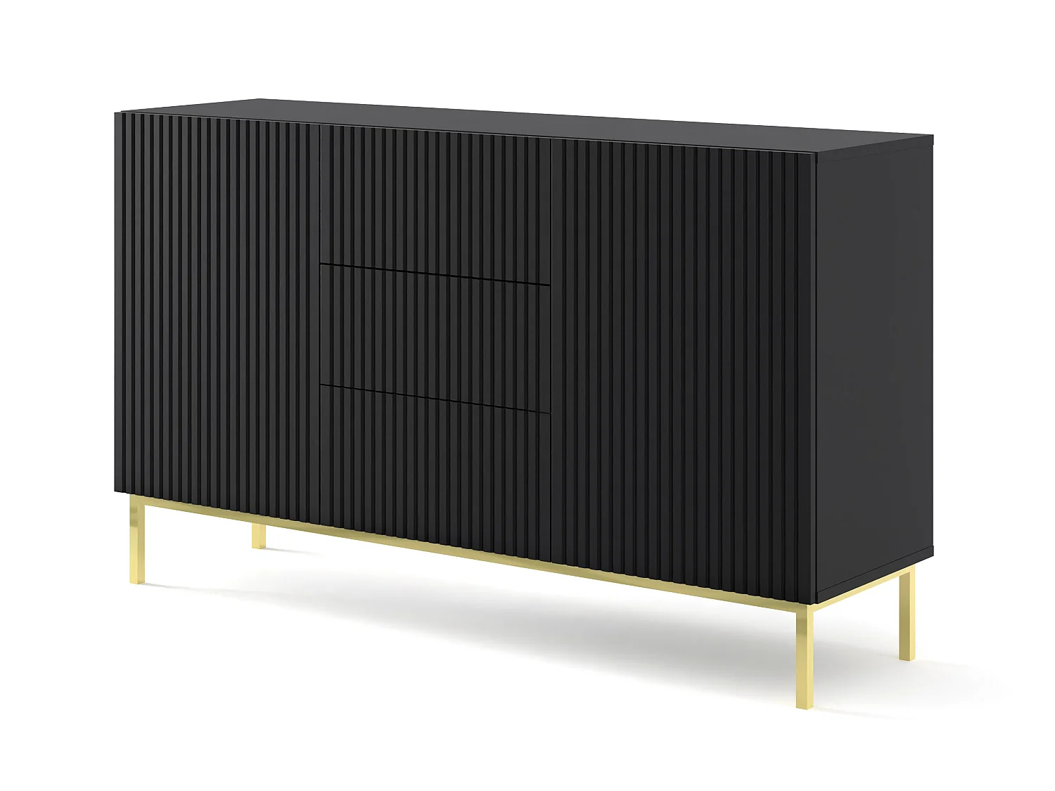 Commode RavennaB 150x42x89 Noir & Doré