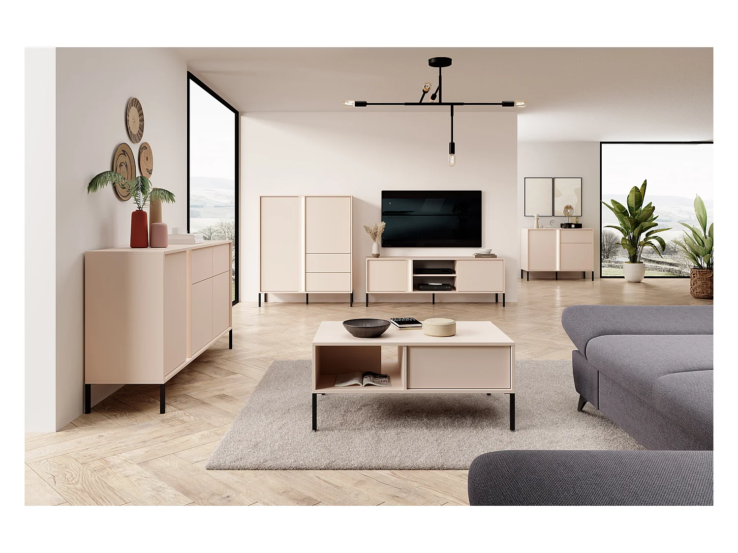 Cassettiera DAST 2D1S LED 104x40x82 Beige