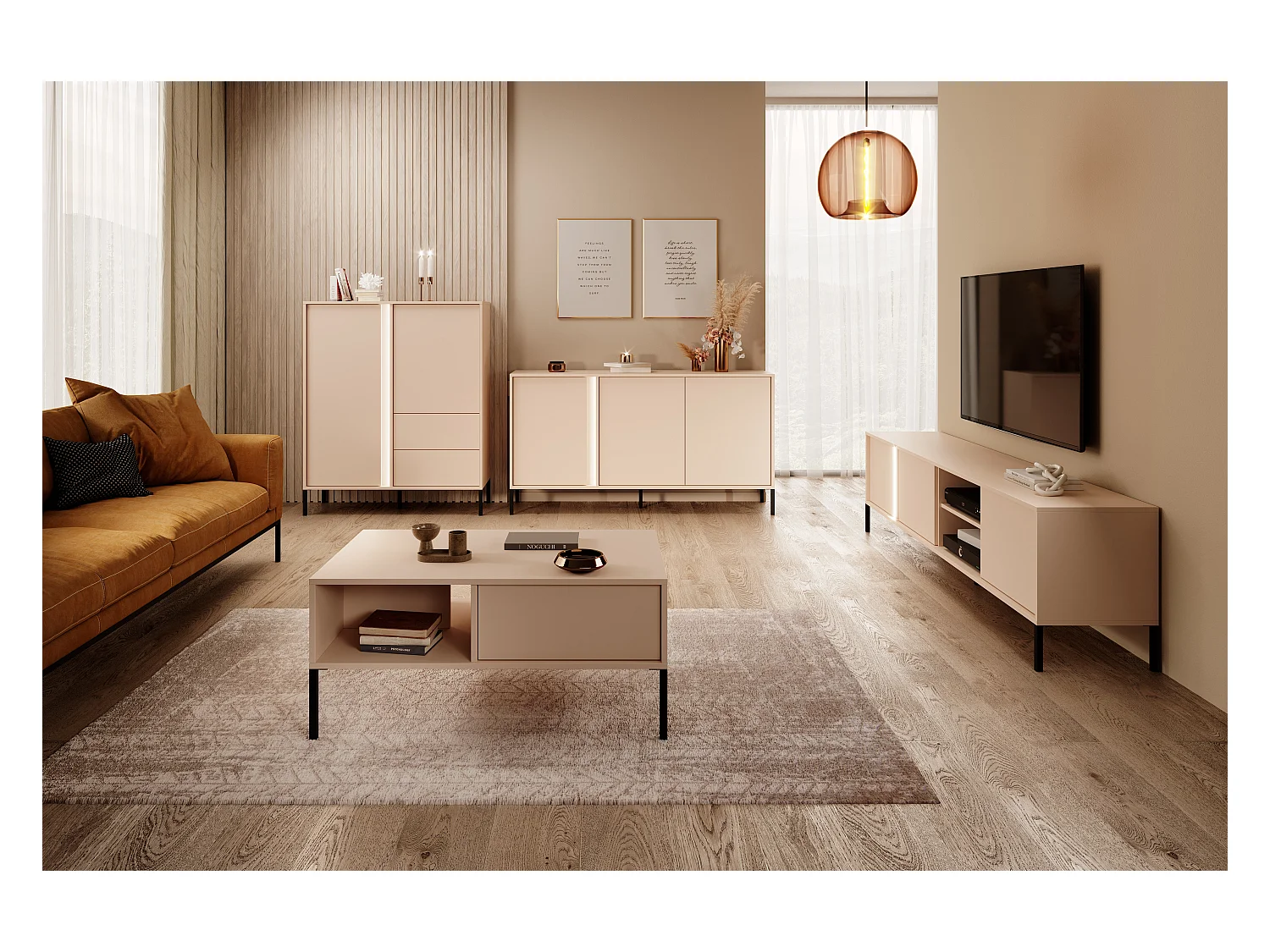 Cassettiera DAST 2D1S LED 104x40x82 Beige