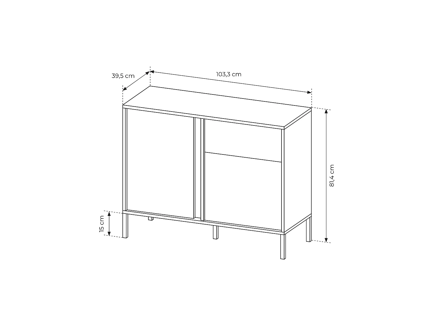 Cassettiera DAST 2D1S LED 104x40x82 Beige