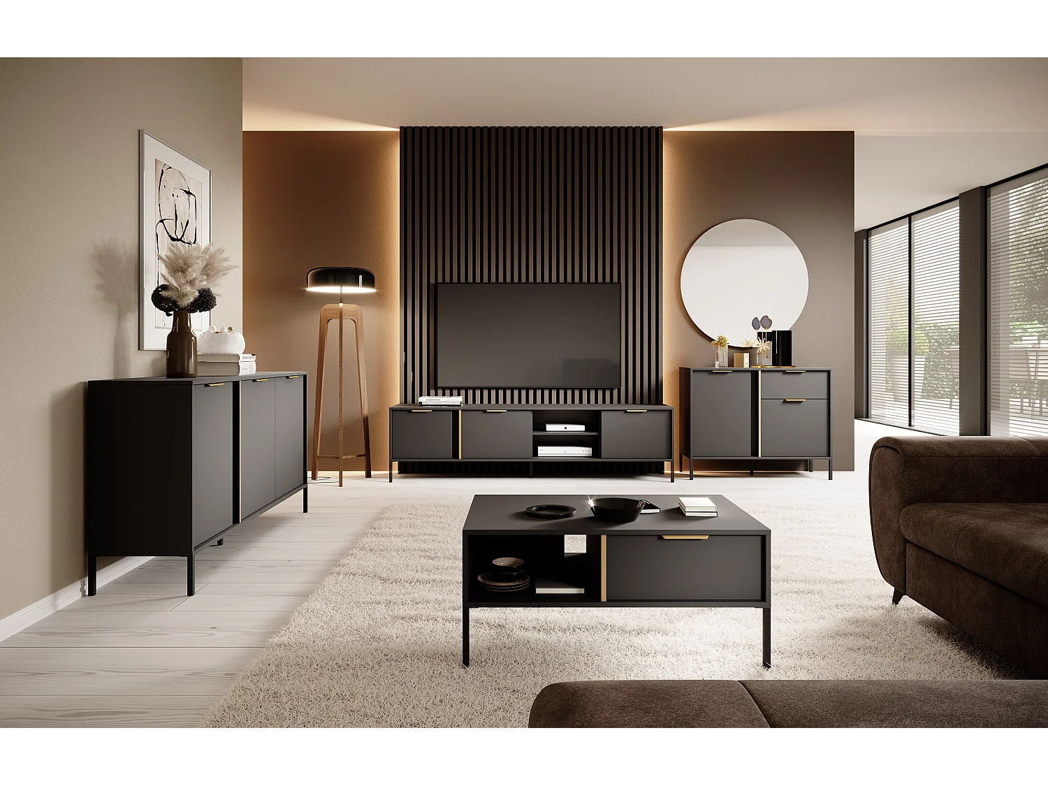 Cassettiera LARS 2DS 104x40x82 Nero & Oro