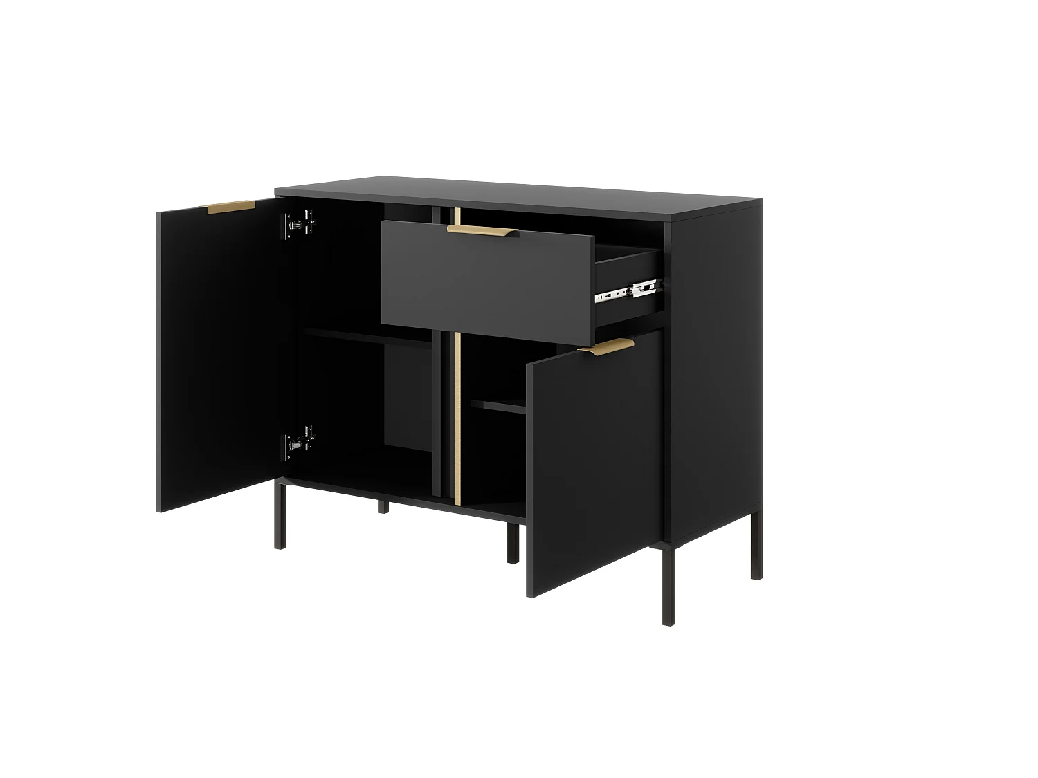 Commode LARS 2DS 104x40x82 Noir & Doré