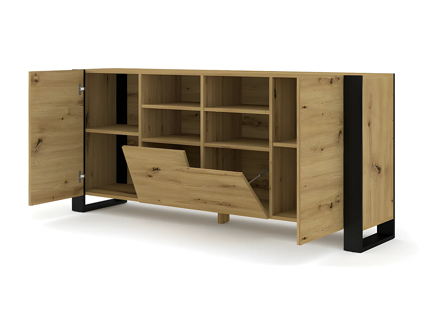 Commode MONDI 188x40x84 Crème & Noir