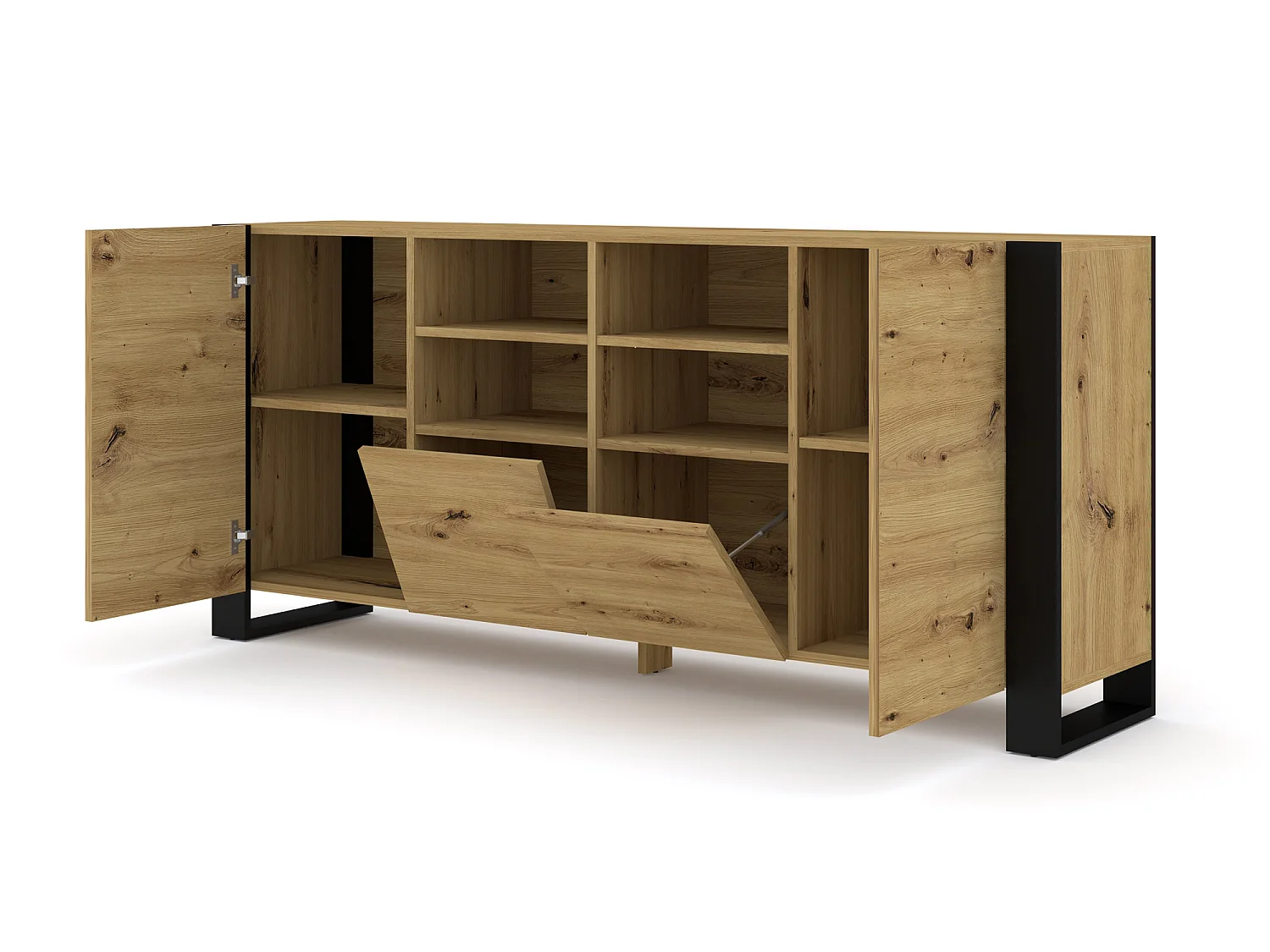 Commode MONDI 188x40x84 Crème & Noir