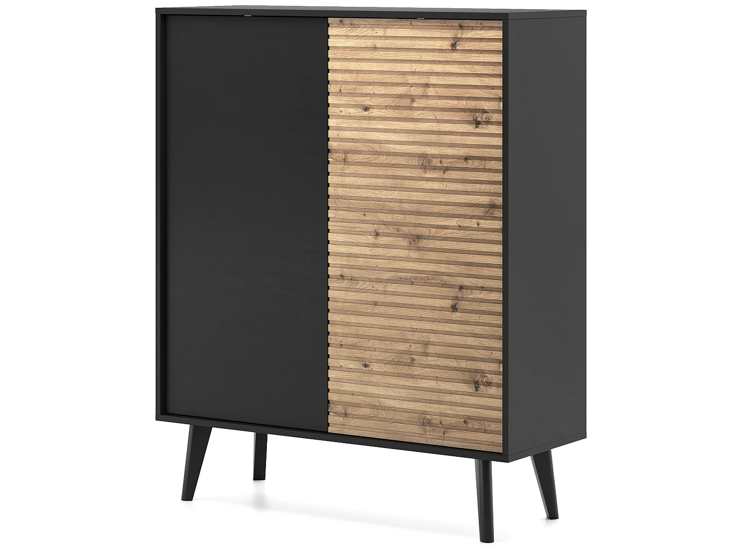 Kommode WILLOW KD104 104x39x125 Creme & Schwarz