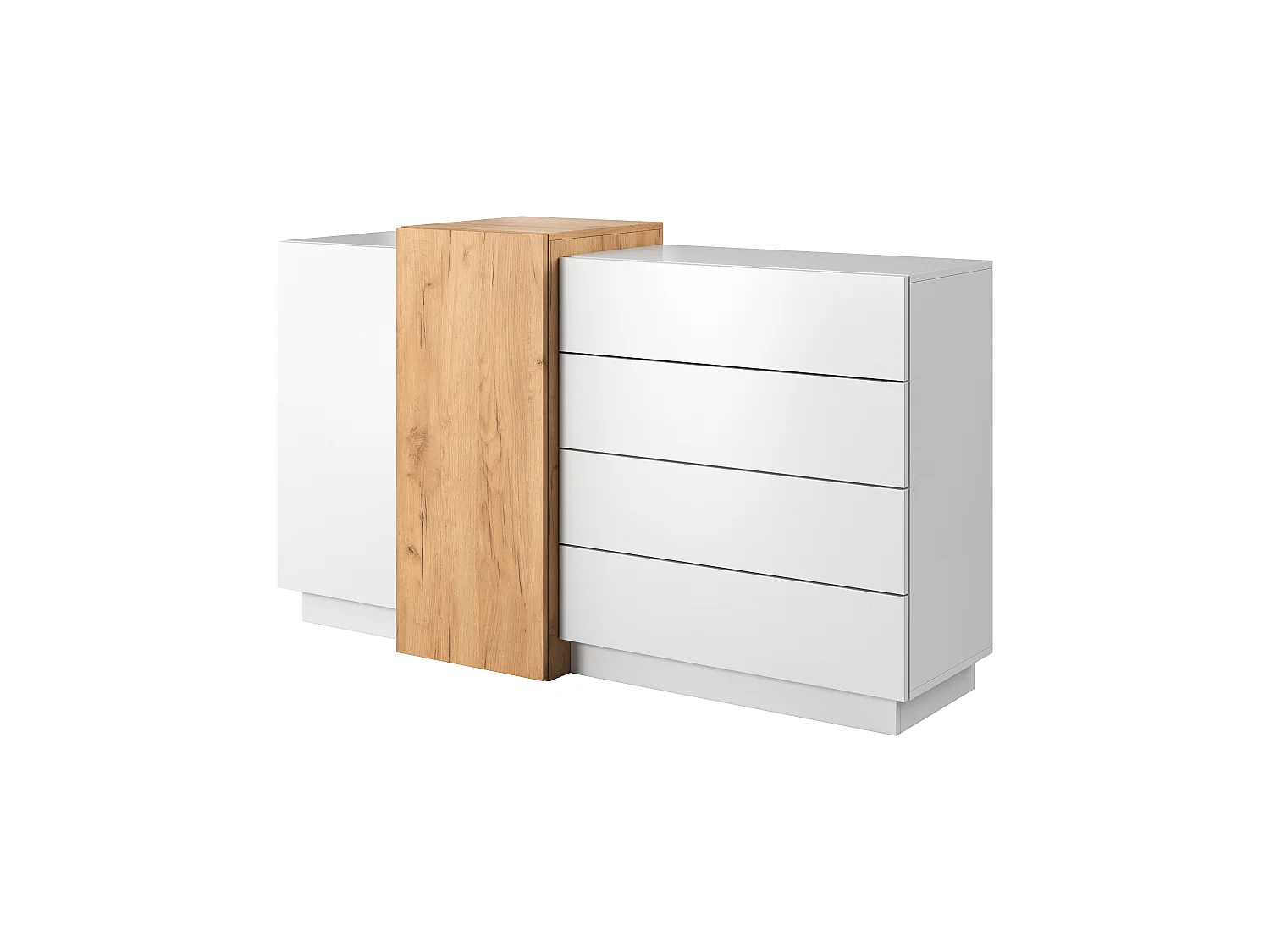 Commode 3D 2D4S 160x45x94 Blanc & Crème
