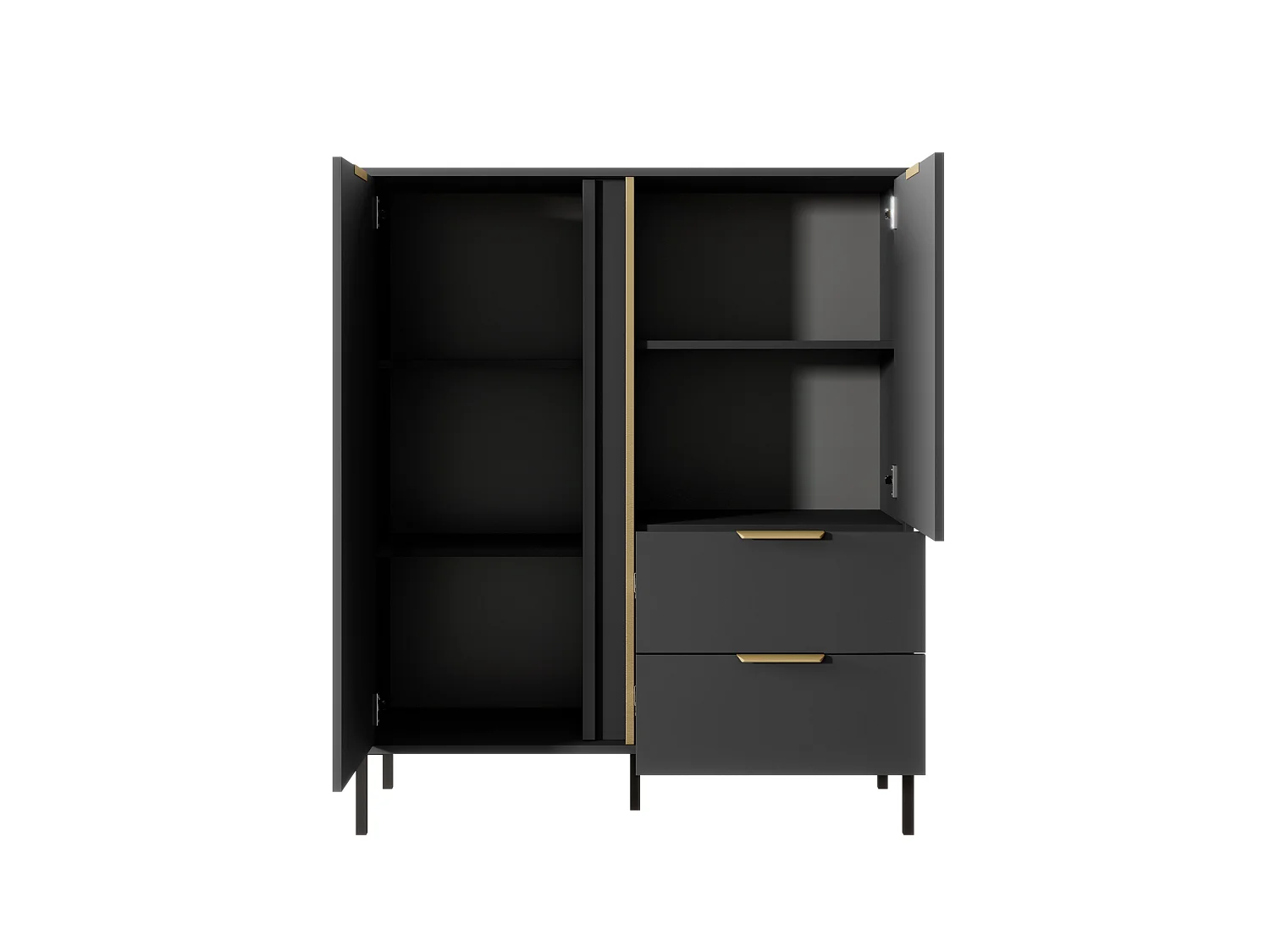 Cassettiera LARS 2D3S 104x40x124 Nero & Oro