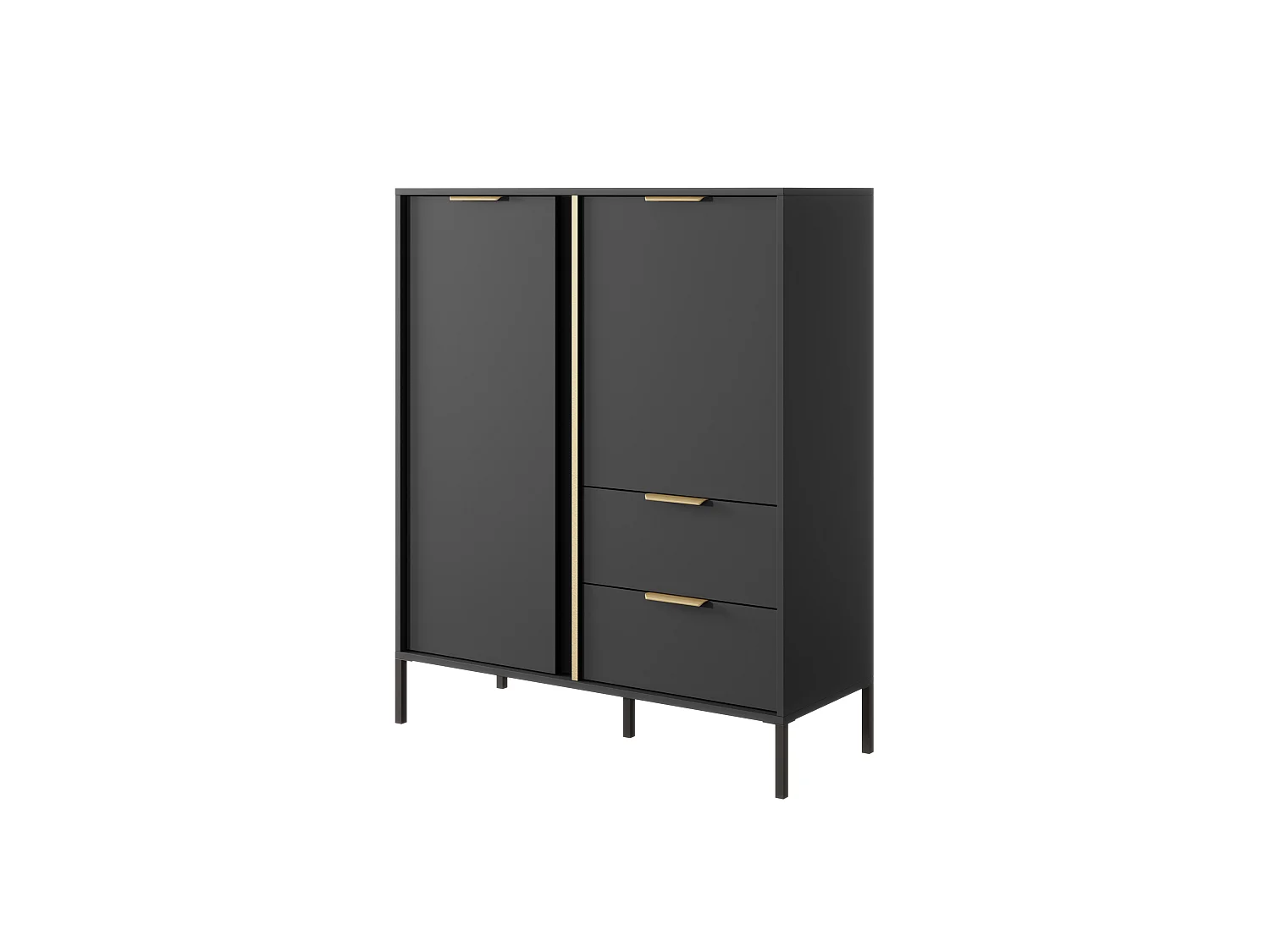 Cassettiera LARS 2D3S 104x40x124 Nero & Oro